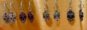 Unique, Intricate and Colorful Day of the Dead Sugar Skull Earrings by DPSCOOP